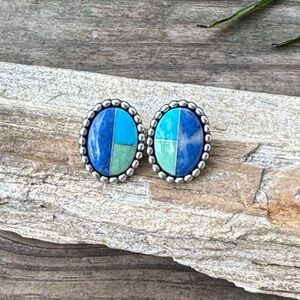 Carolyn Pollack Sterling Silver Earrings with Lapis and Turquoise